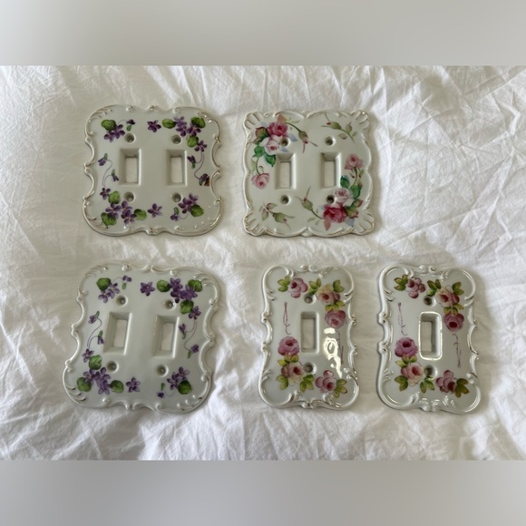 Kelvin Fine ChinaLot (5) Switch Cover PlatesFloral Purple Pink Roses